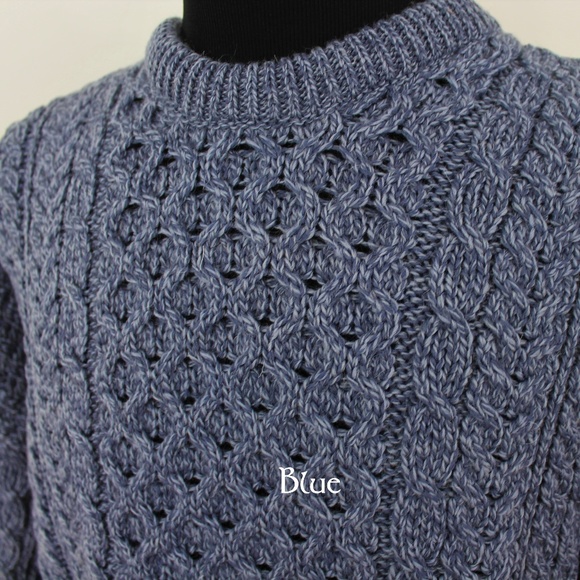 NEW Mens Aran Irish Fisherman Sweater Crew Wool - Picture 2 of 9